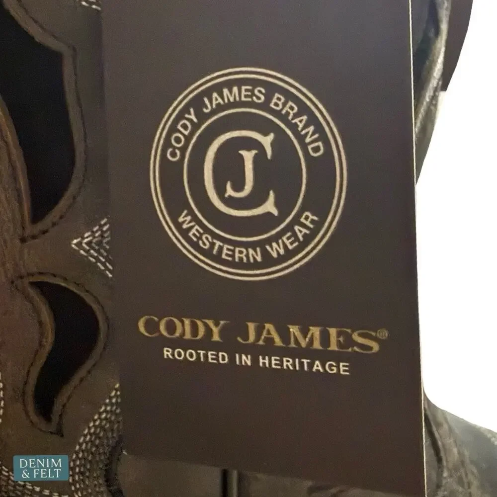 NEW Cody James Ace Nixon Western Boots Black Square‎ Toe Leather Cowboy Rugged